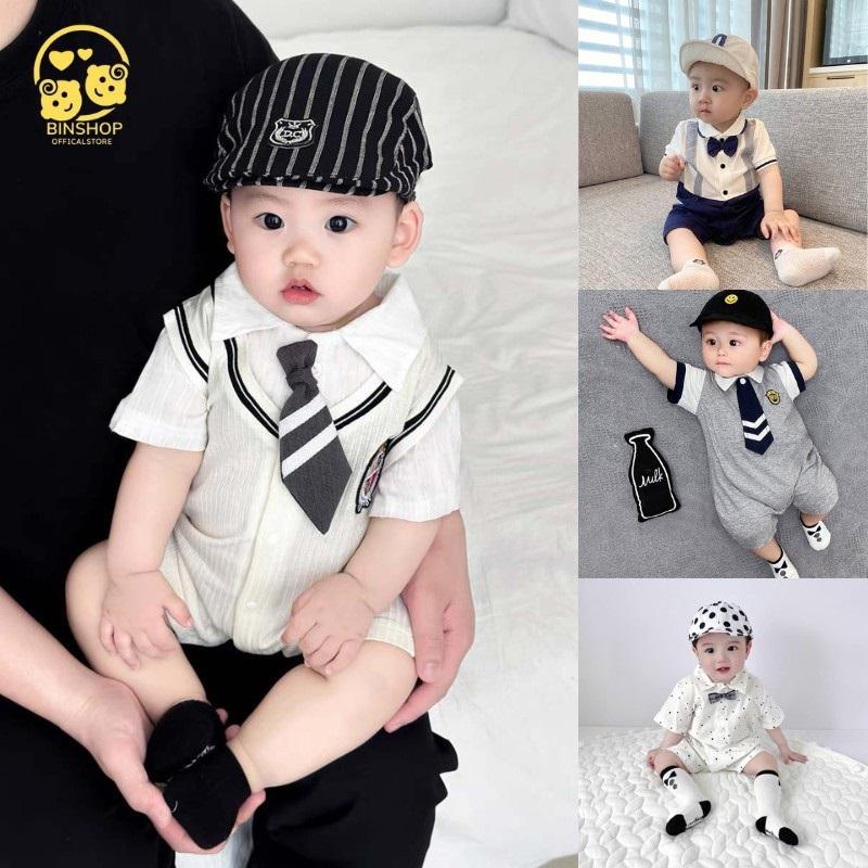 Thun Lạnh Body công tử cho bé trai cộc tay mềm mát bộ body cho bé sơ sinh phong cách đáng yêu bodysuit cho bé 0-12M