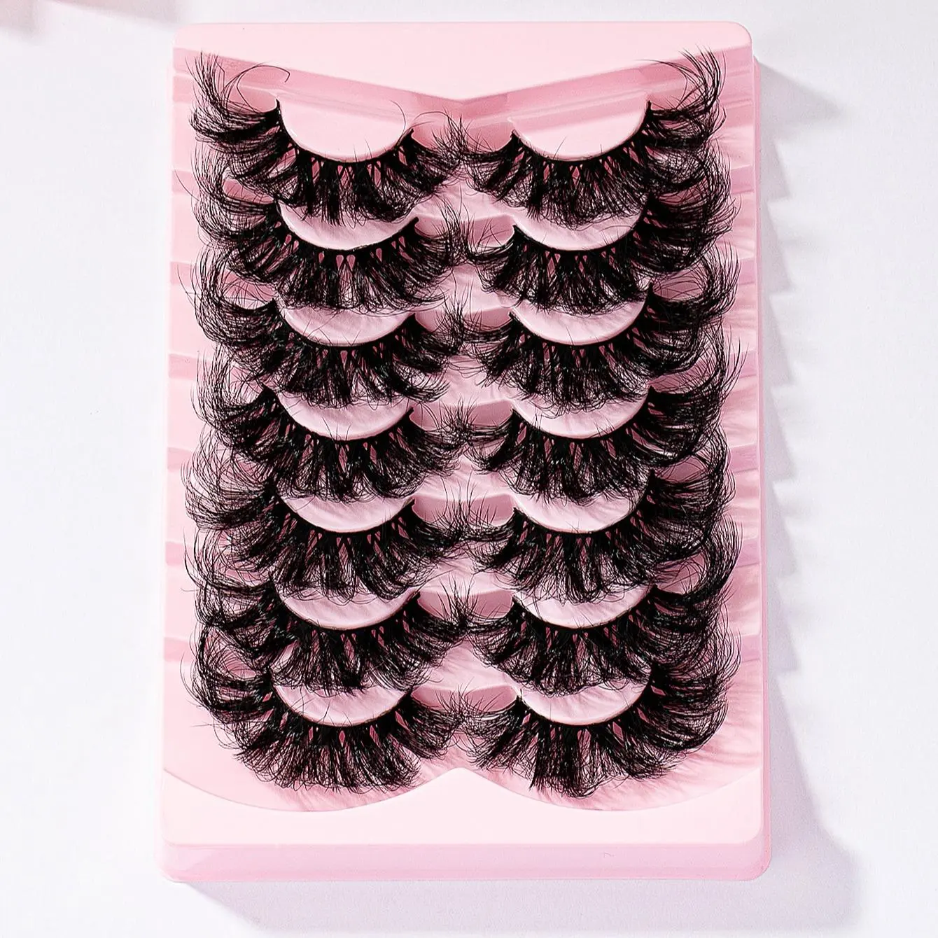 25mm D Curl False Eyelashes, 7 Pairs/set Natural Curling Faux Cluster Eyelashes for Lashes Extensions, Thick False Eyelashes for Women and Girls Eye Makeup Enhancement