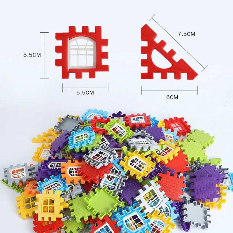 Bộ 210 chi tiết xếp hình khối xây dựng 3 chiều, xếp hình nhà, lâu đài cho bé (Bản nâng cấp) 5