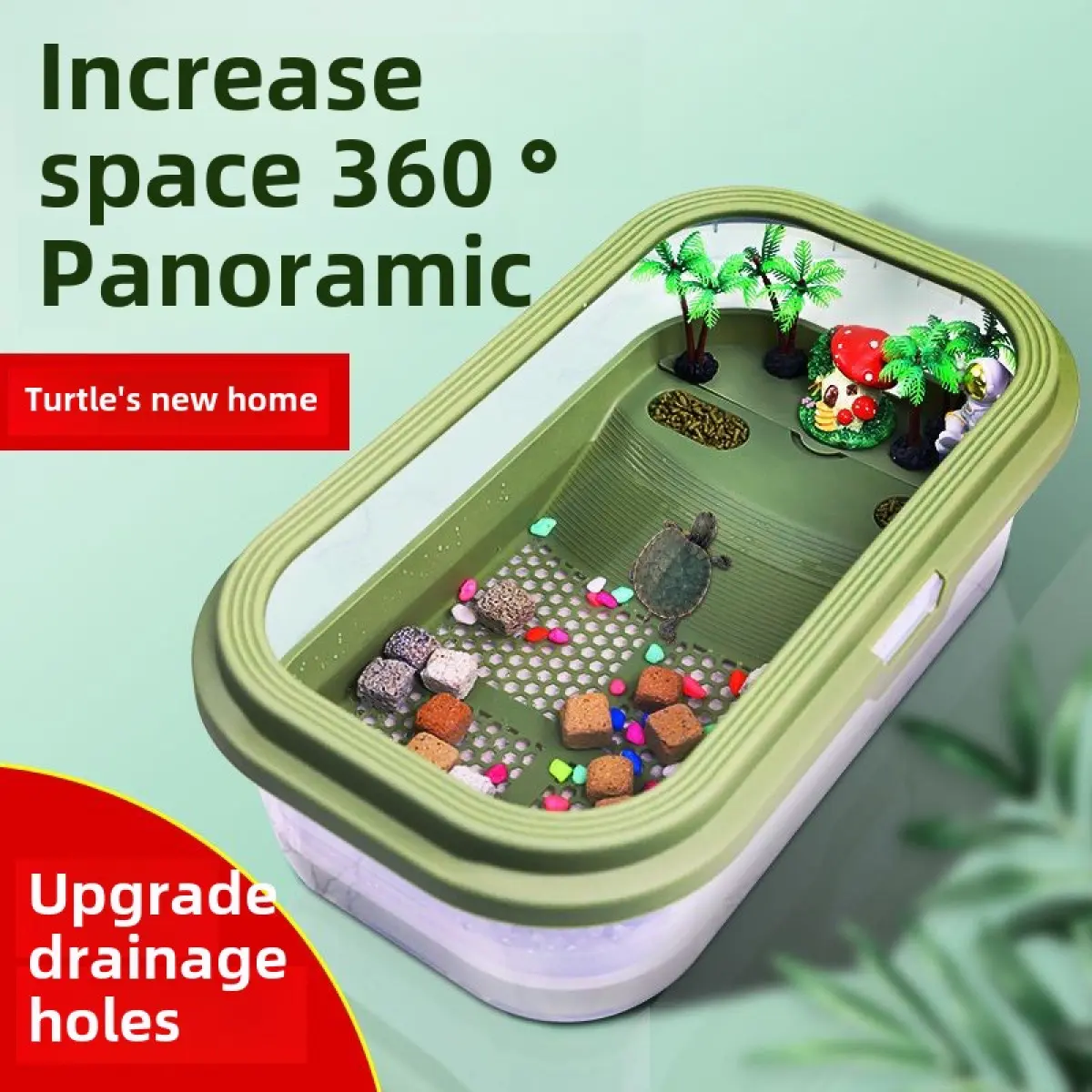 Turtle Tank Ecological Tank with Basking Platform Climbing Platform for Turtle Keeping, Suitable for Small and Large Brazilian Turtles, Land and Water Use, Home Small Villa