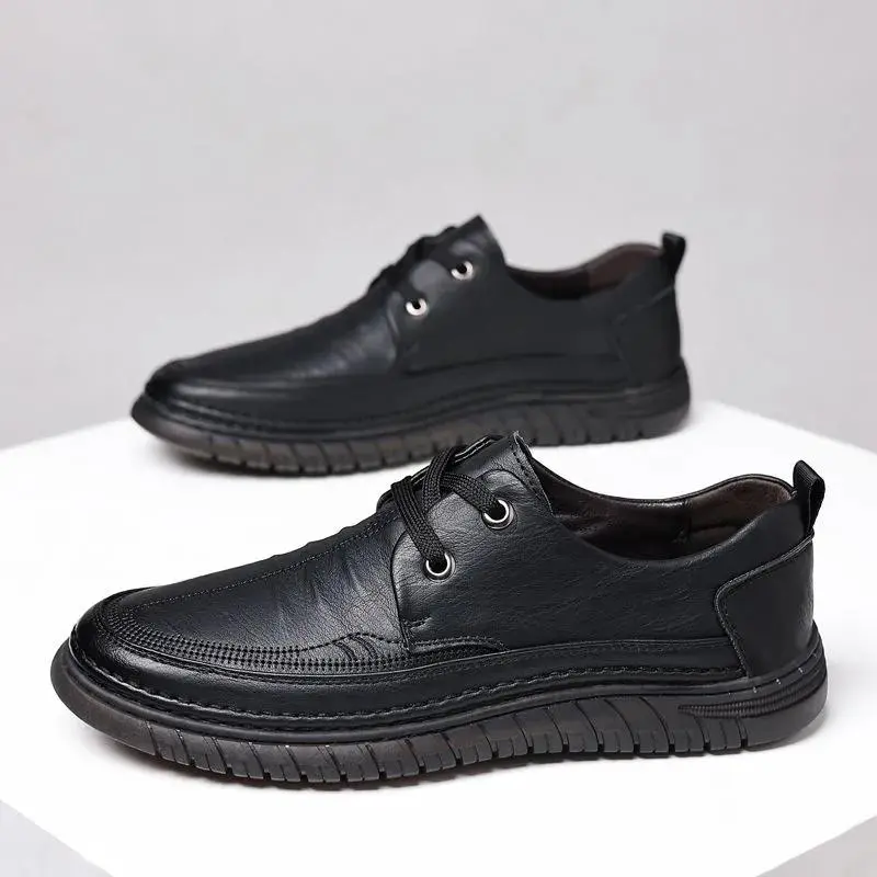 Sepatu kulit pria baru Sepatu kulit sapi kulit sapi lembut Sepatu kulit sapi kulit sapi bisnis kasual sepatu kacang kedelai kasual sepatu pria kasual sepatu pria bagian bawah lembut sepatu pria bagian bawah lembut malas tidak licin Shoes Pantofel 5