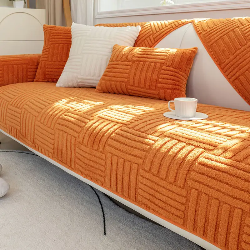 Sofa cushion sofa cover plush thermal insulation warm backrest towel modern high-end sofa cover