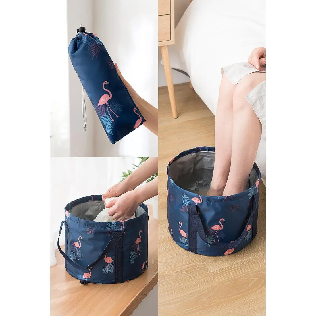 Portable Foldable Basin Outdoor Basin Travel Supplies Foot Bath Bag Travel Laundry Basin Washbasin Foot Washing Bucket