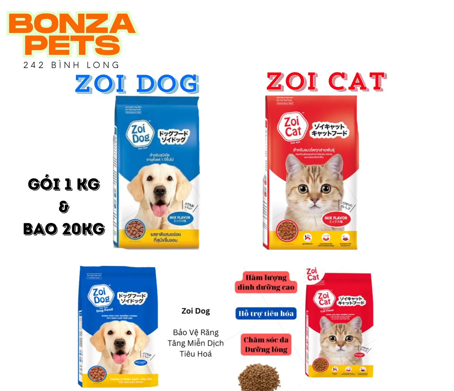 Thức ăn dinh dưỡng dành cho Chó Mèo - Zoi Dog và Zoi Cat gói 1kg