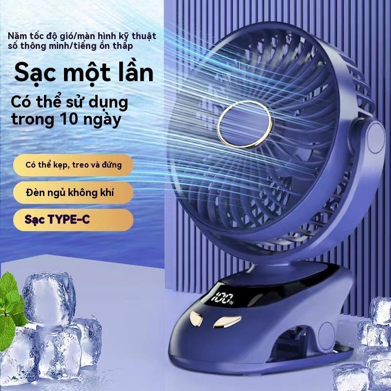 Quạt tích điện kẹp bàn mini để bàn 5 mức độ có đèn led pin 5000 MHA Và 10000 MHA cao cấp quat yoobao jisulife pro
