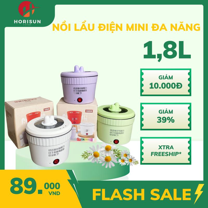 Nồi Lẩu Điện Mini Đa Năng, Bát Nấu Mì Ăn Liền, Cốc ăn lẩu Cô Đơn Dung Tích 1.8L Phủ Chống Dính Đáy Nồi Điện Nấu Ăn