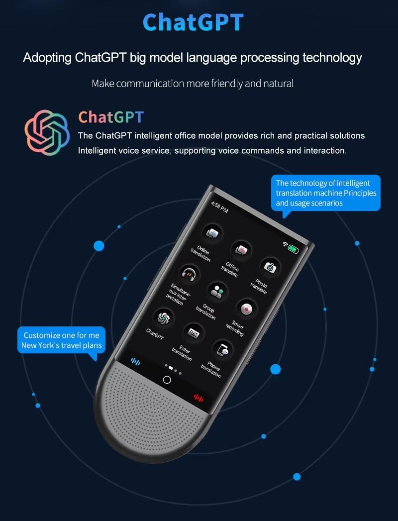 Product Introduction of Latham S15 4G Portable AI Translator 16GB Memory 148 Language Smart Translate In Real Time Voice Photo Offline Translated 6