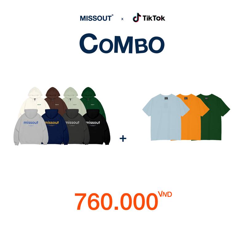 COMBO ÁO KHOÁC HOODIE ZIP MOOD + TEE TRƠN MISSOUT