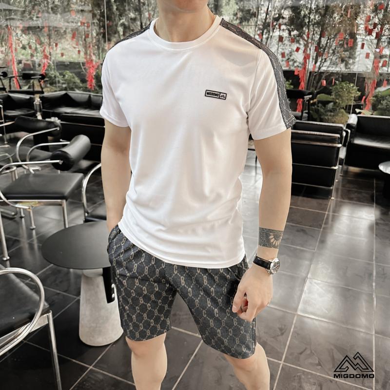   Mua 2 bộ tặng 1 quần short   Bộ quần áo nam cổ tròn phối chữ BC sang trọng,lịch sự chất cotton tổ ong mềm mịn .015 