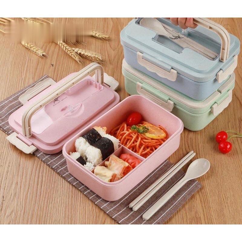 Quality Assurance Wheat Straw Material Eco-Freindly Lunch Box with Utensils  health Bento 3