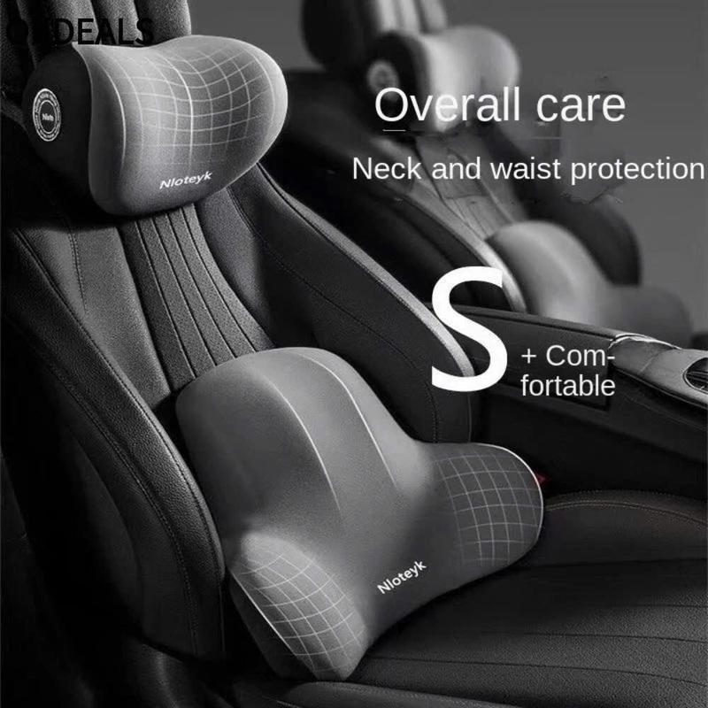  Bộ Gối Cổ Ô Tô Chống Mệt Mỏi Thoáng Khí Tựa Đầu & Lưng Ghế Có Thể Điều Chỉnh Mềm Bảo Vệ Thắt Lưng - Nội Thất Cao Su 
