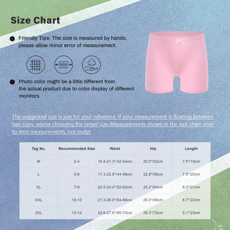 Quần Lót Trẻ Em Bé Gái, Yartina, Chất Liệu Mềm Mại, Kiểu Boyshort, Cạp Chun, Đồ Lót Thể Thao, Màu Trơn Quần Đùi Đạp Xe 8