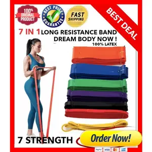 Long Resistance Band 7 IN 1 SET | Premium Latex | Karet Fitness & Gym