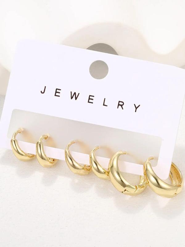 Women's Elegant Trendy Geometric Design Hoop Earrings, Simple Style Plain Color Hoop Earrings for Party, Exquisite Jewelry for Birthday Gifts 5