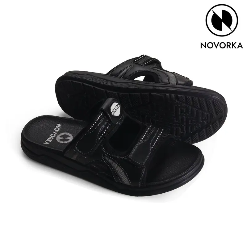 Sandal Kulit Pria Casual Sendal Slop Strap Selop Dewasa Cowok Kekinian Terbaru Gunung - V 03 3