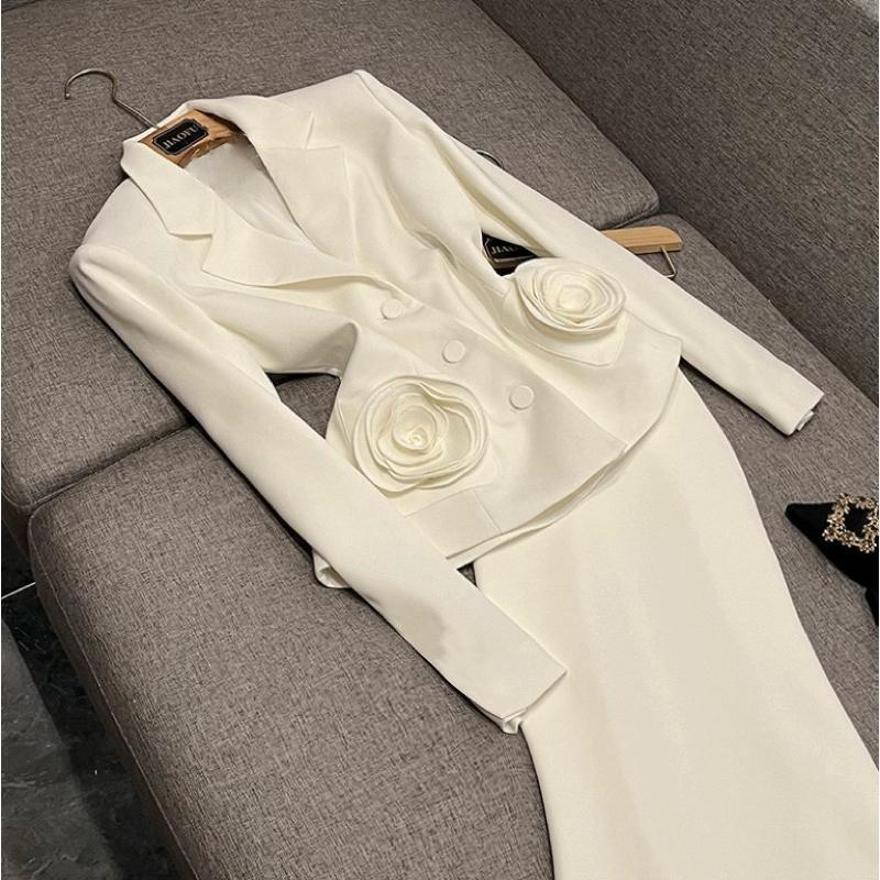 Áo vest nữ tay dài túi quấn hoa xinh chân váy đuôi cá dáng dài có bigsize