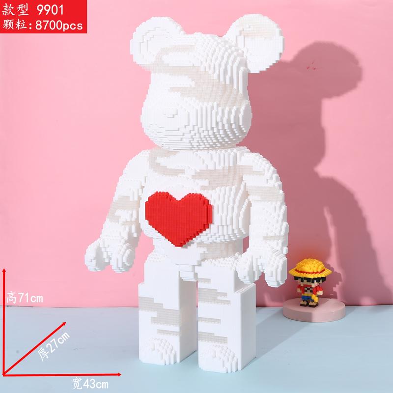 Đồ chơi lắp ghép Bearbrick phong cách phát sáng - Mô hình lắp ghép 3D gấu Bearbrick phong cách mảnh ghép trong - cao 71 cm - 8700pcs (tặng kèm búa, đèn) Tháo Lắp Bộ Lắp Ráp