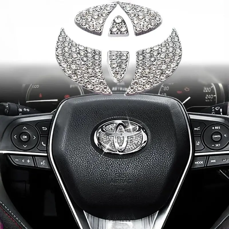 Stiker Emblem Logo Stir Mobil Berlian Mewah / Stiker Emblem Logo Stir Mobil Bling Car Steering Wheel Diamond Sticker Untuk Toyota Honda