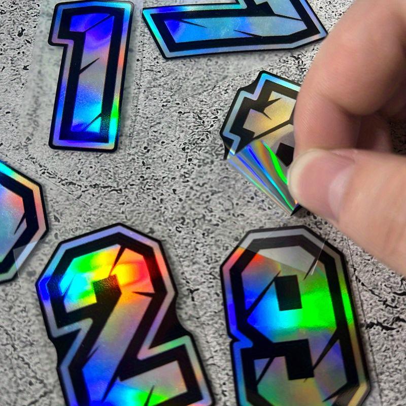 Laser Effect Digital Number Sticker, Universal Creative Logo Waterproof Outdoor Decorative Sticker, Car Exterior Accessories for Motorcycle Body Scratches Cover Laptop Luggage Mailbox 7