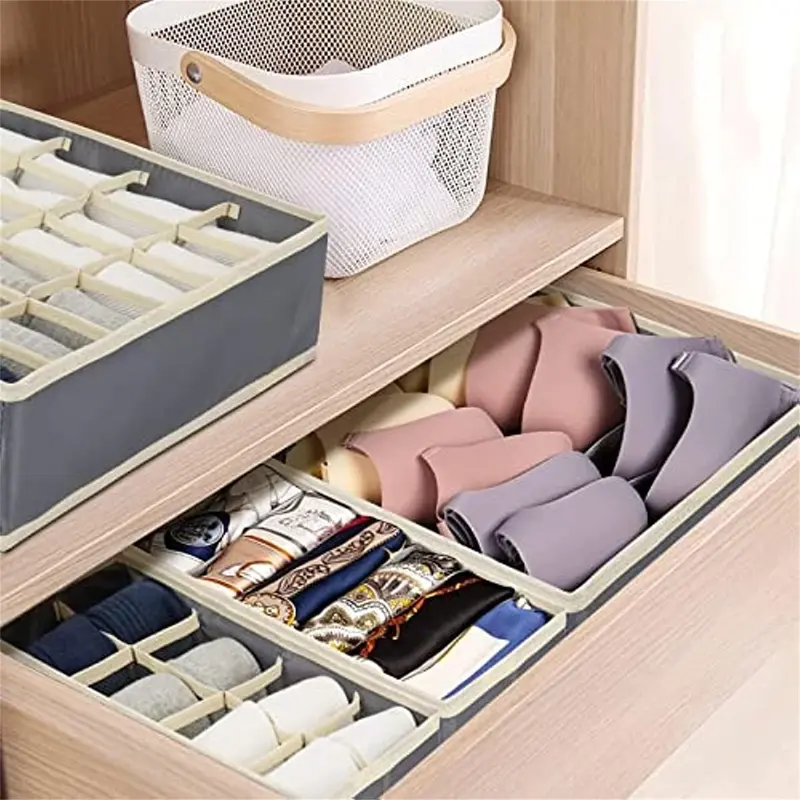 Multi-grid Underwear & Socks Storage Box, 1 Count Folding Clothes Storage Box, Household Home Storage Organizer, Home Organizer Supplies, Summer Gift 4