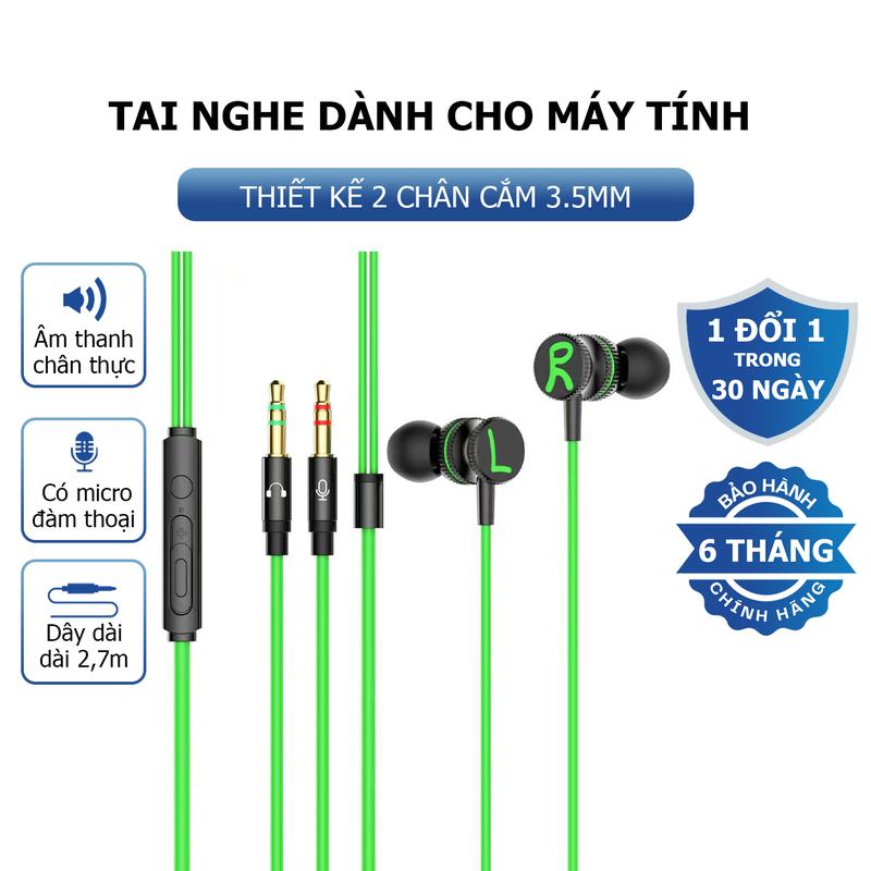 Tai nghe có dây Y7 dành cho máy tính (PC) dây dài 3m âm thanh hifi có micro đàm thoại