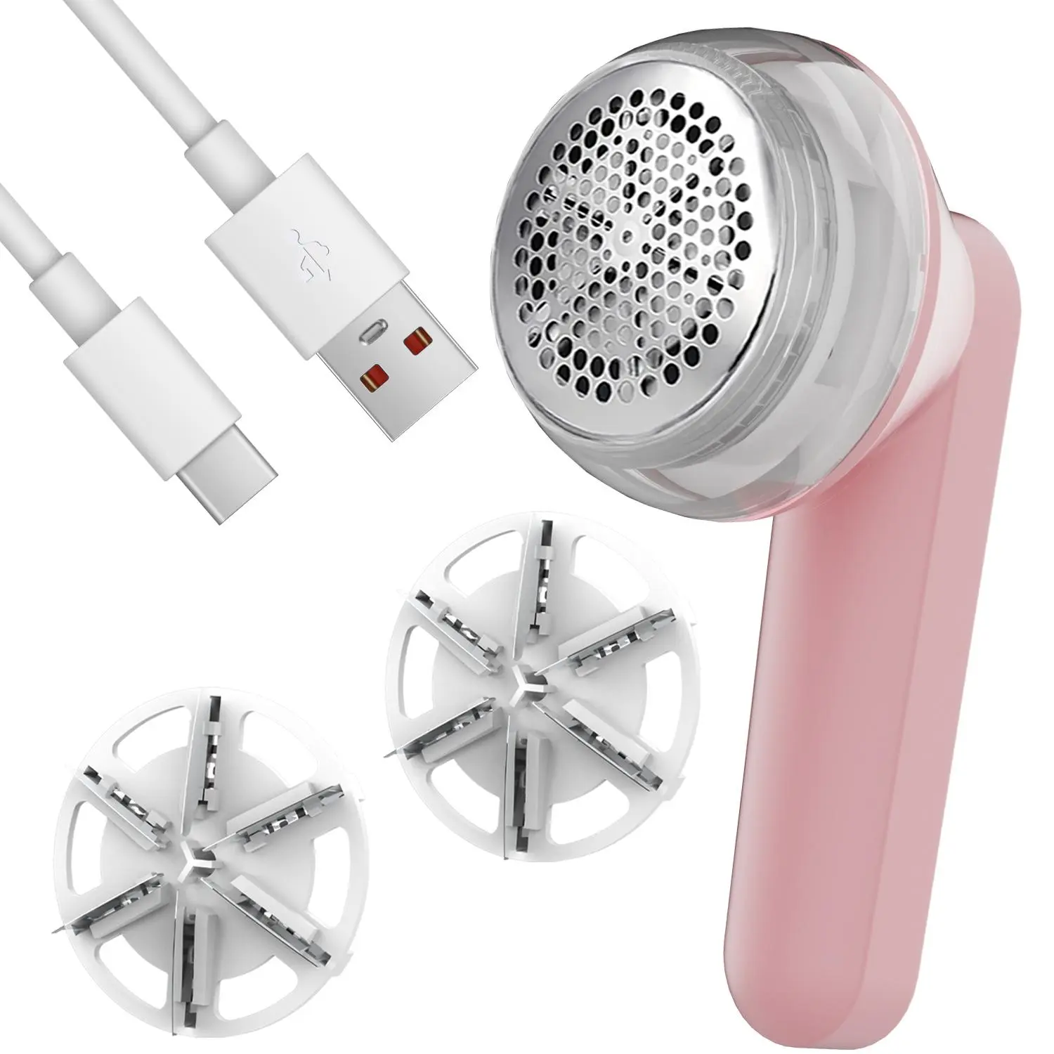 USB Rechargeable Lint Trimmer, Portable Handheld Lint Remover with Replaceable Stainless Steel Blades, Household Appliances for Clothes Furniture Bedding, Trending Beauty Products