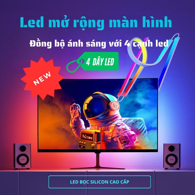 Đèn Led Mở Rộng Màn Hình, 4 Cạnh Led Cảm Biến Theo Màu Màn Hình Máy Tính, Dây Led Dán Sau Màn Hình, Led Backlight Dành cho Window, Mac IOS