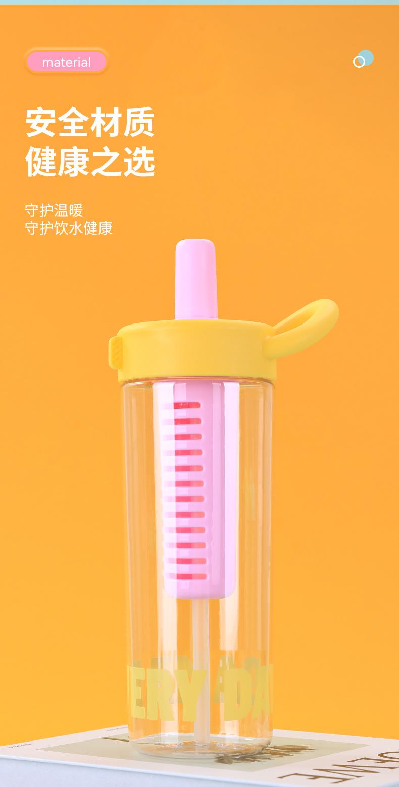 Product Introduction of 2025 New Handheld Plastic Water Bottle with Tea Compartment Outdoor Sports Straw Cup Summer Student High-Value Fruit Tea Cup 3