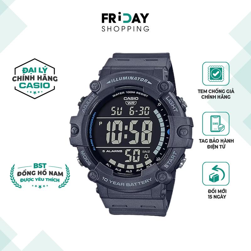 Đồng Hồ Đeo Tay Casio Watch Nam Điện Tử AE-1500WH-8BVDF Dây Cao Su Mặt Số Tròn 51.2mm Chống Nước 10ATM Chính Hãng