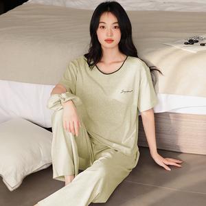 Korean Style Summer Modal Short Sleeve & Pants Set with Pads Cotton Pajamas
