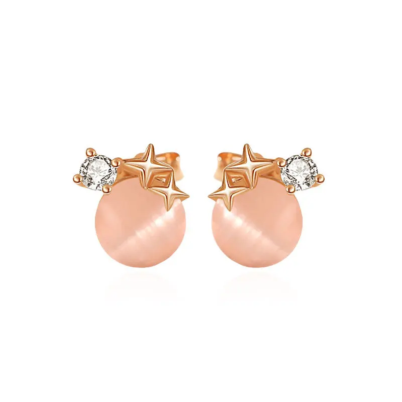 S925 Sterling Silver Opal Earrings, Zircon Earrings
