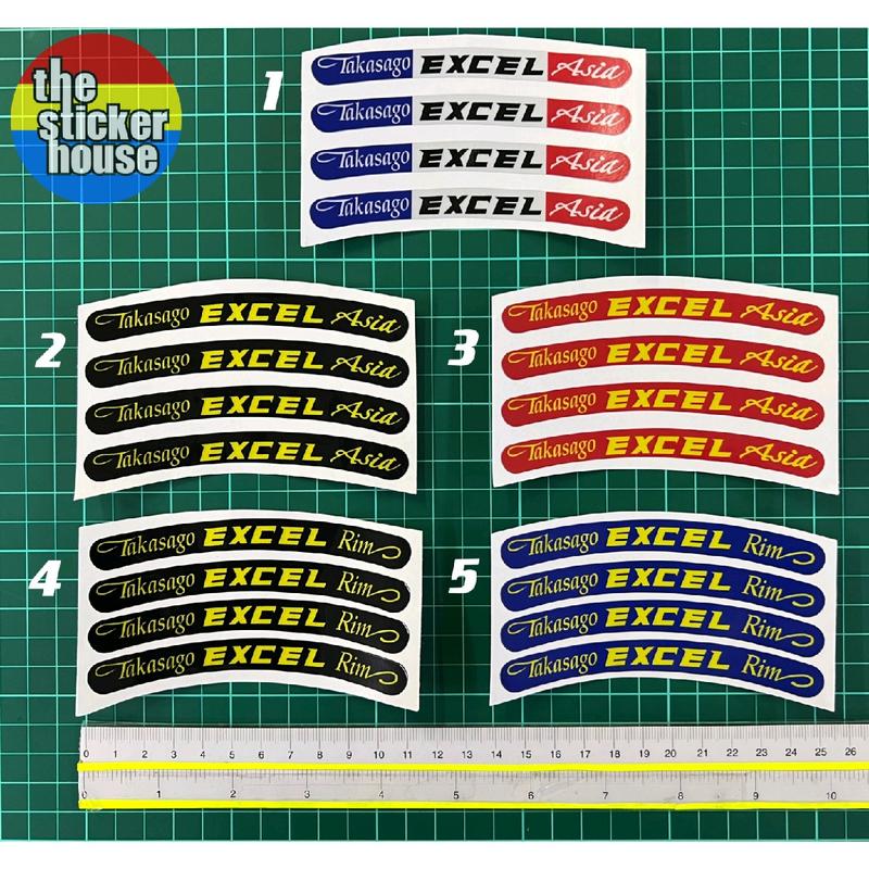 TAKASAGO EXCEL RIM / TAKASAGO EXCEL ASIA (BLACK/RED/BLUE/3COLOUR) STICKER RIM MOTOR PRINTING LAMINATED Accessories Automotive Motorcycle RIM MOTOR ALLOY STIKER