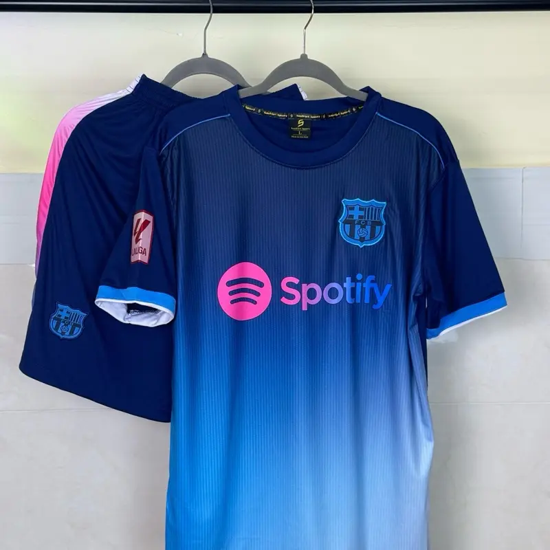 Quần áo bóng đá Thun Lạnh CLB Barca Xanh Than 25/26 Top Sport
