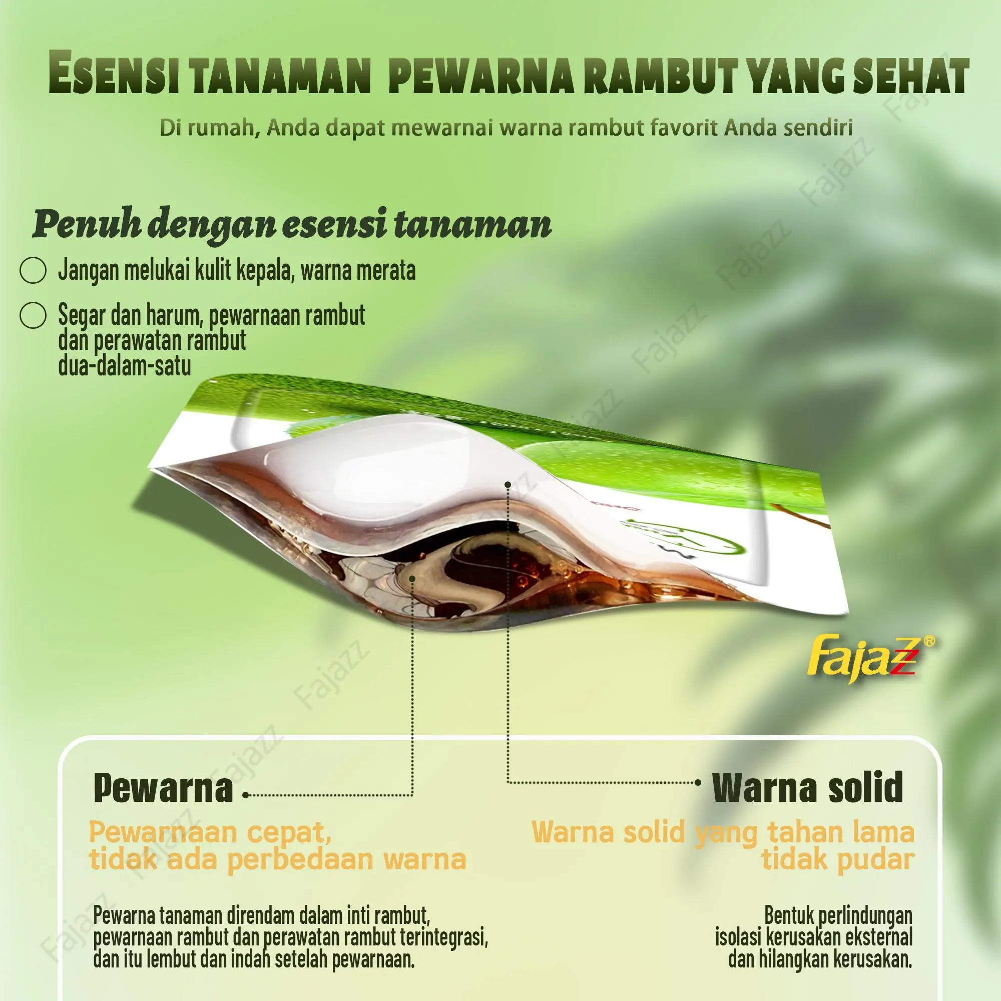 【FAJAZZ+Masker rambut gratis】300ML/10PCS  Warna Hitam Alami, Pengoperasian sederhana, penyimpanan mudah, pewarna rambut beraroma, pewarna rambut jenis gelembung.
