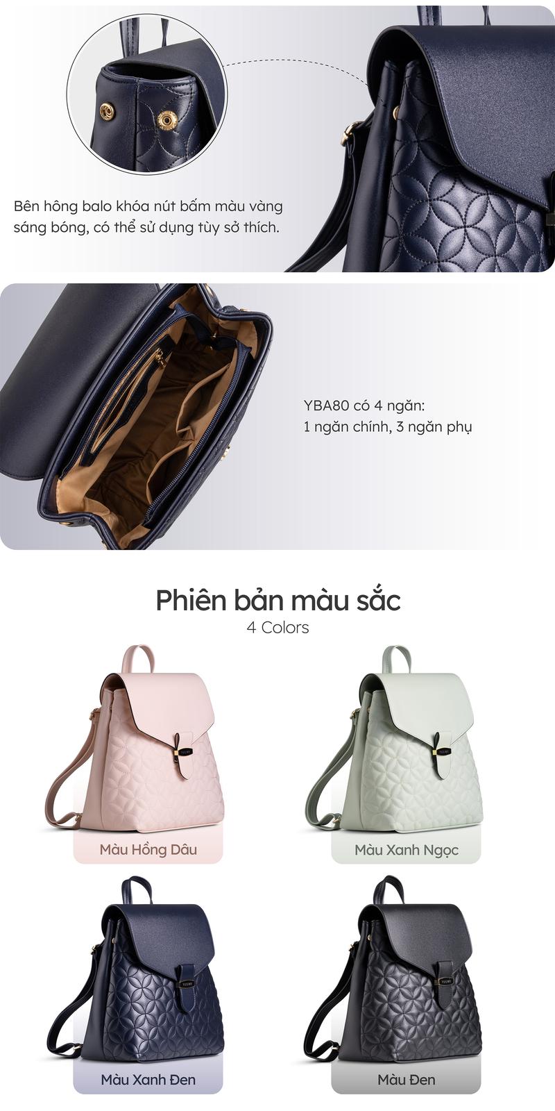 Product Introduction of Balo Yuumy (Thời trang nữ đi chơi cỡ trung - Balo da Seasand YBA80) 4