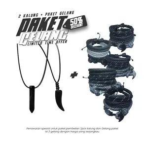 PAKET 3 GELANG DAN 2 KALUNG Kalung Black Jade dan Kalung Taring Hitam Tali Korea PLUS Paket Gelang Jangkar premium isi 3 gelang GELANG JANGKAR, GELANG RANGKAP, GELANG SIMPLE PARACORD