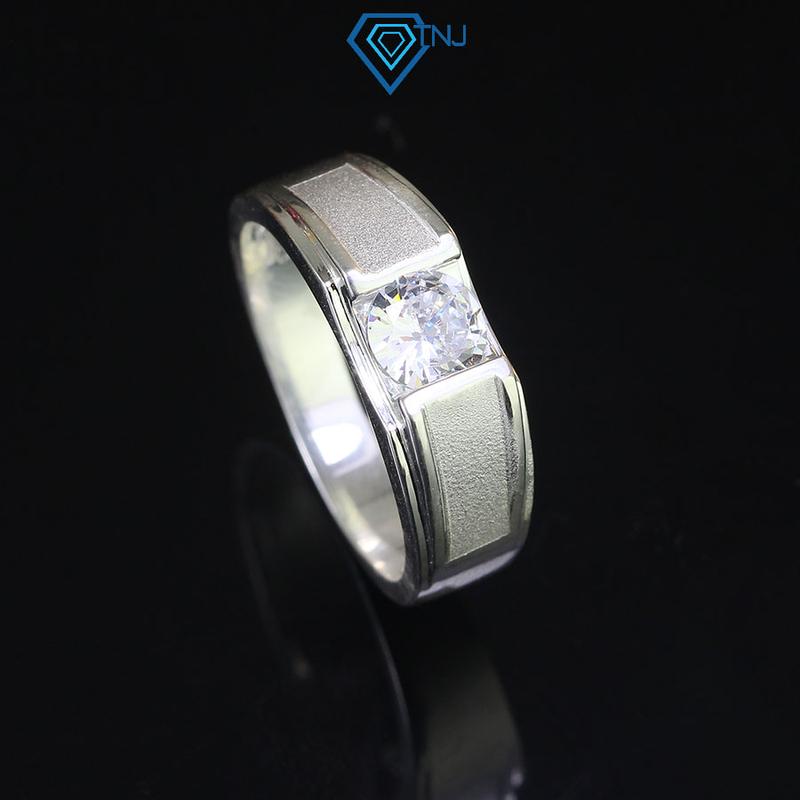 Nhẫn nam bạc đính đá chìm viền nhám cát đơn giản cá tính NNA10558