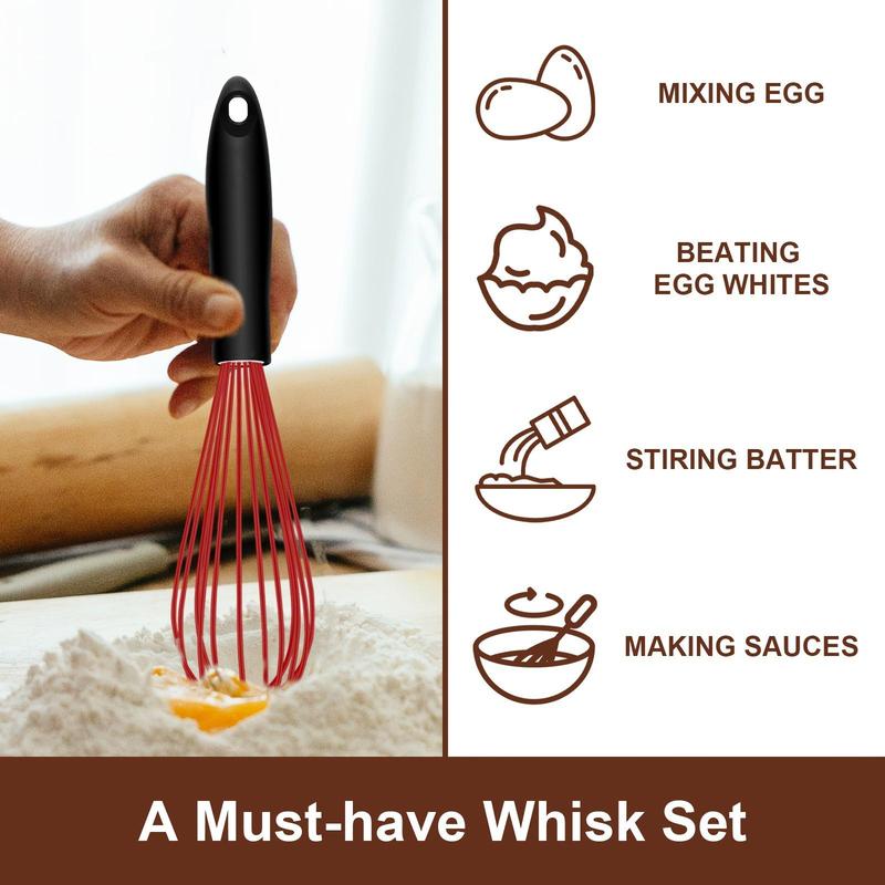 3pcs/set Manual Egg Mixer with Handle, Portable Anti-scratch Hand Egg Beater, Handheld Whisk for Butter Cream Egg Paste, Kitchenware 8