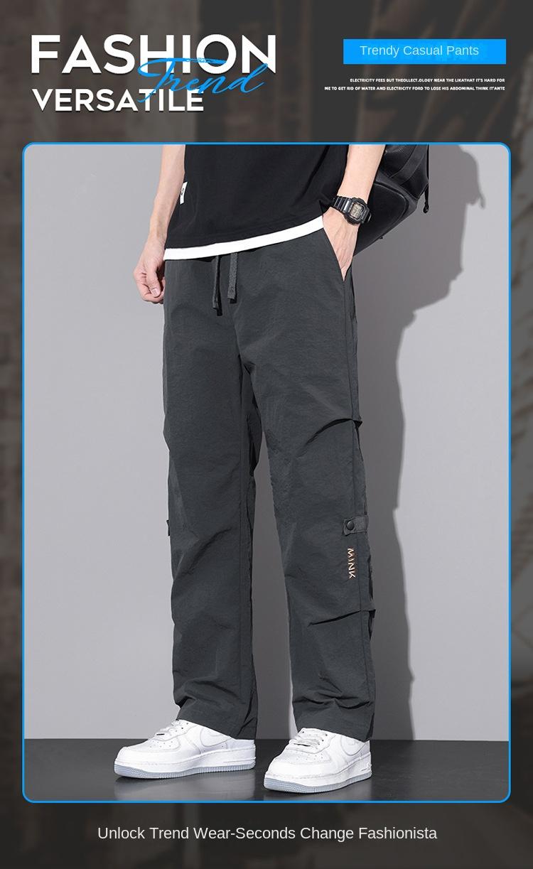 Product Introduction of Spring and Summer New Trend Overalls Men's Comfortable and Loose Umbrella Soldiers Quick-Drying Straight Mop Casual Pants for Boys 1
