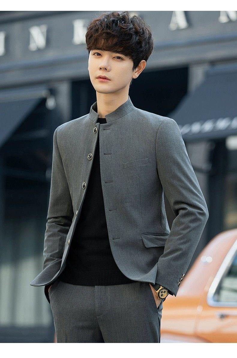 Product Introduction of Spring and Autumn Zhongshan Suit 2023 Men's Trendy Pu Handsome Slim Fit Chinese Stand Collar Handsome Tang Suit Coat Youth Suit Suit Sport 15
