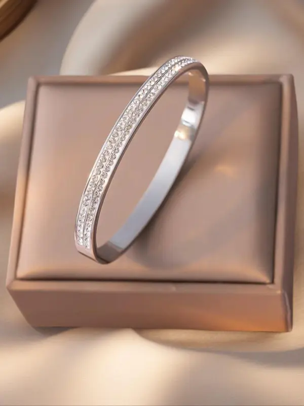 Women's Elegant Rhinestone Decorated Bangle, Exquisite Trendy Bangle, Fashionable Jewelry for Women As Gift 3