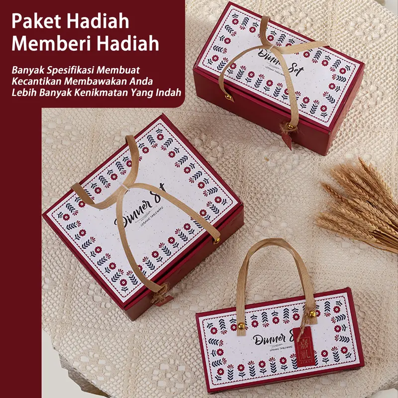 Seri Bunga Vintage Souvenir mangkuk set porselen biru dan putih bermutu tinggi mangkuk keramik kotak hadiah mangkuk Jepang kado pernikahan mangkok 6