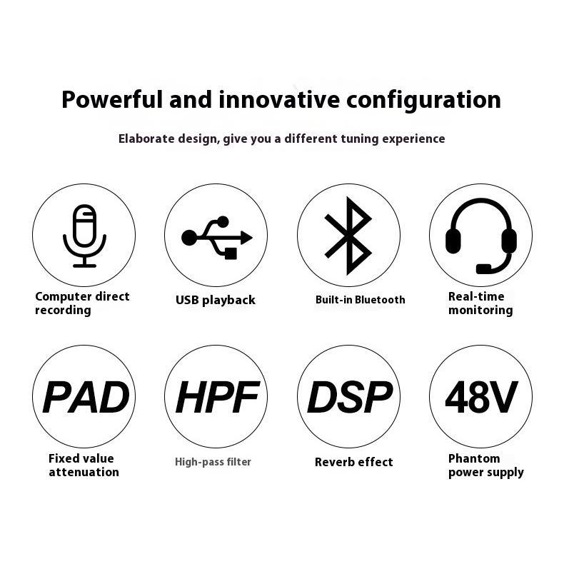 Mixer 5-way computer recording Free drive sound card Live home stage Bluetooth USB DJmixer mixer 8