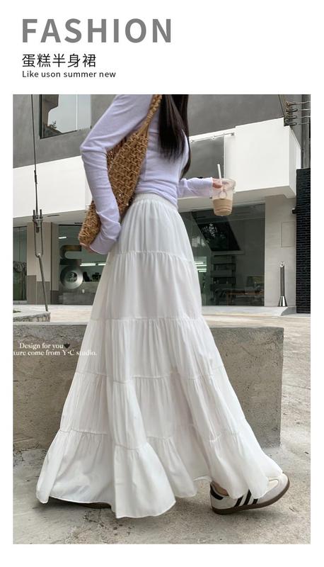 Product Introduction of Skirt Berlapis, Pinggang Tinggi, Untuk Wanita, Musim Bunga 2024 Ketibaan Baru, Lembut dan Elegan, Gaya Liar, Labuh Besar, Skirt Payung, Pakaian Garis A 1