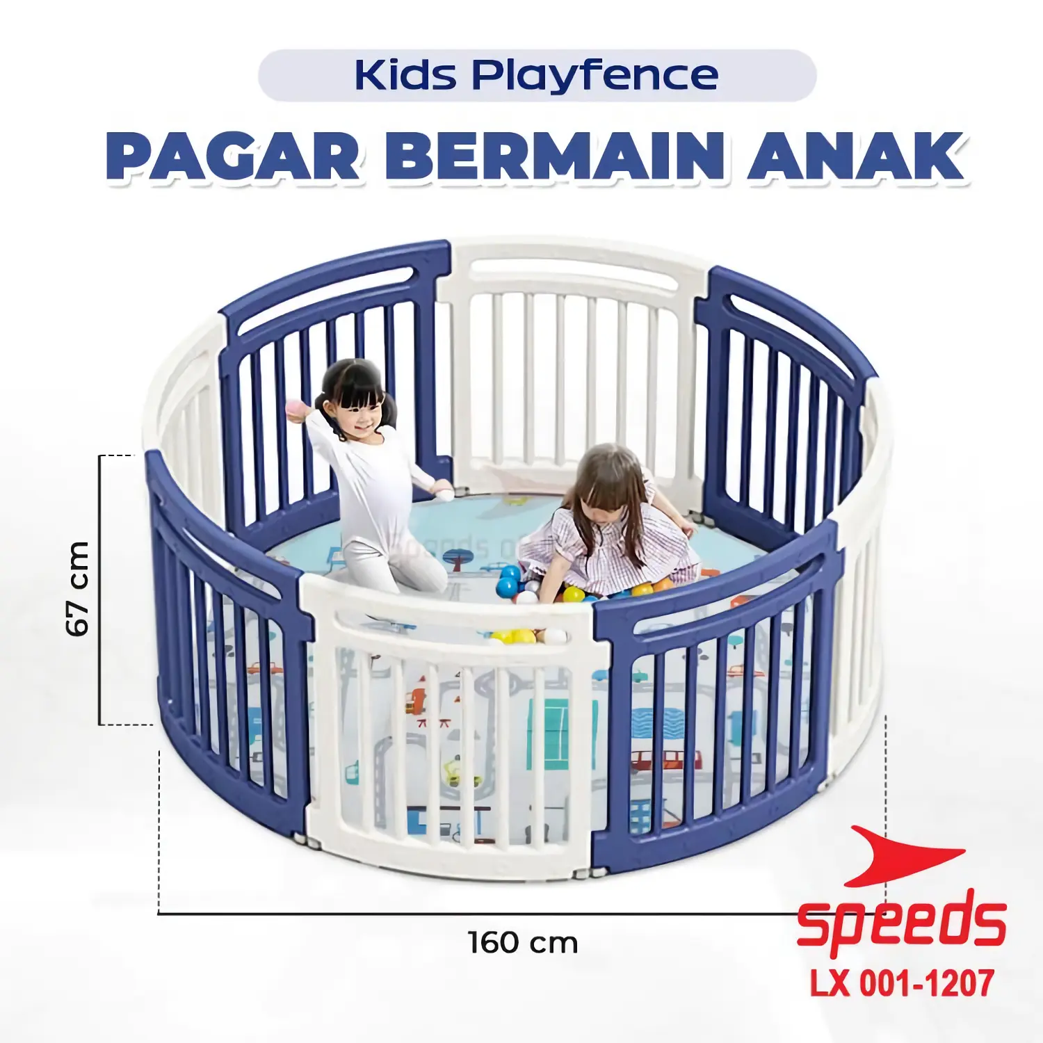 SPEEDS Pagar Bayi Pagar Mainan Anak Playfence Pagar Bayi Baby Fence Lingkaran Biru 001-1207