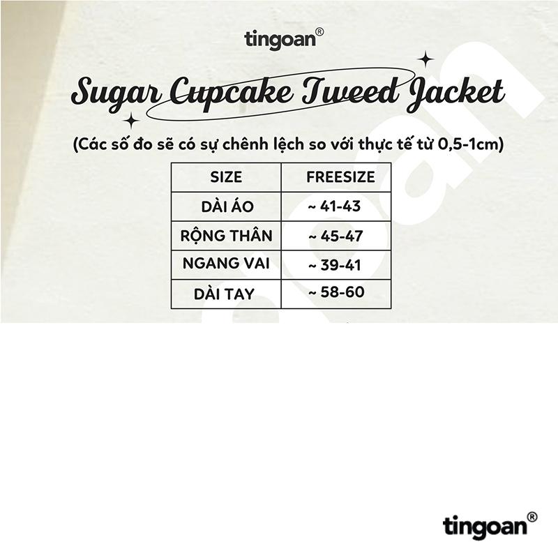 TINGOAN - Áo khoác tweed nhung cổ tròn đính cúc kim loại ánh vàng SUGAR CUPCAKE JACKET/YL 4