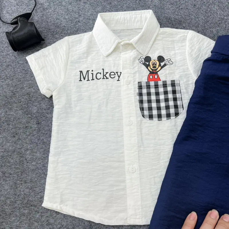 Áo sơ mi cộc tay cho bé trai size từ 7-21kg, có 2 màu xanh và trắng - GIALINHKIDS 2
