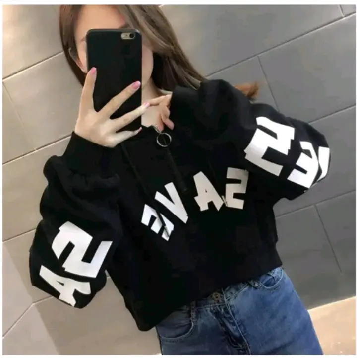 SAVE CROOPE HOODIE ZIPER SWEATER || SWEATER CROPTOP WANITA KEKINIAN Basic Fleece Oversize Tebal Zipper Fit