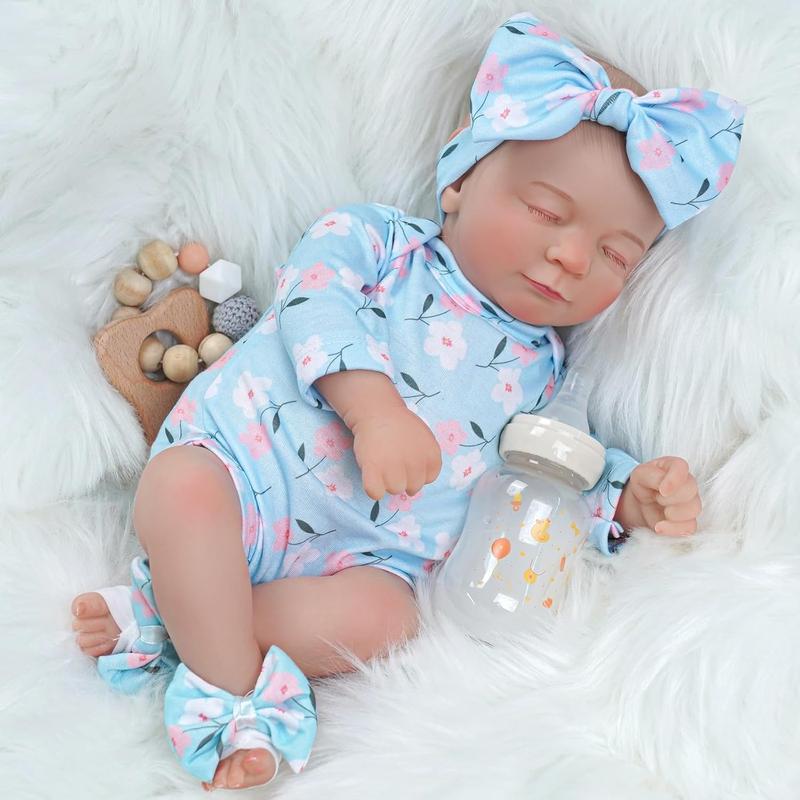 Lovely Reborn Doll with Clothes & Accessory, 1 Set 17 Inch Soft Body Realistic Doll, Creative Doll Toy for Birthday Festival Gifts 2
