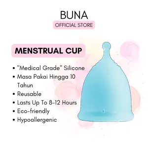 MENSTRUAL CUP BUNA PENGGANTI PEMBALUT WANITA SILIKON REUSABLE MENSCUP Mudah Digunakan Nyaman Dapat digunakan kembali